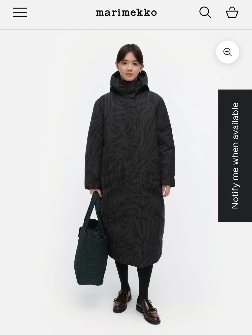 Marimekko Taiottu Jokuraita Down coat NWT